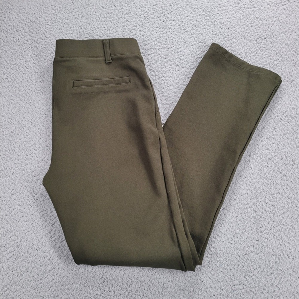 QUINCE Pants Size SMALL Green Ponte Straight Leg Mid Rise w/ 26" Inseam